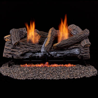 American GAS Log 30-in 80000-BTU Burner Kit-Burner Vented GAS Fireplace Logs and Remote in Brown | AW30LW2PSS101R