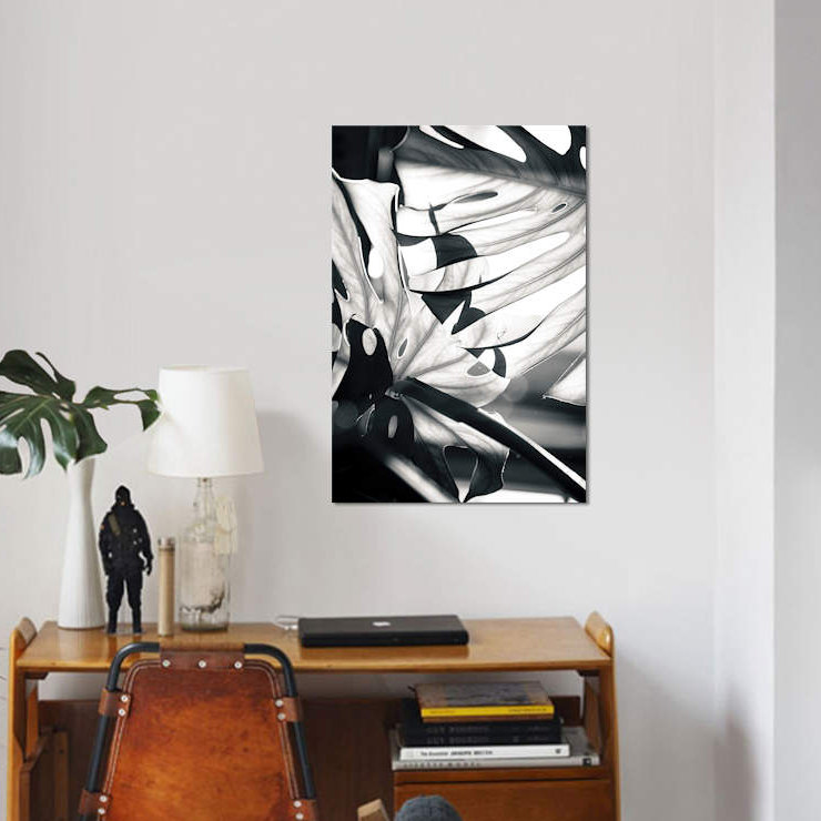 « mono leaves », impression sur toile, H 12 po x l 8 po x P 0,75 po, Toile tendue, Pas de tapis