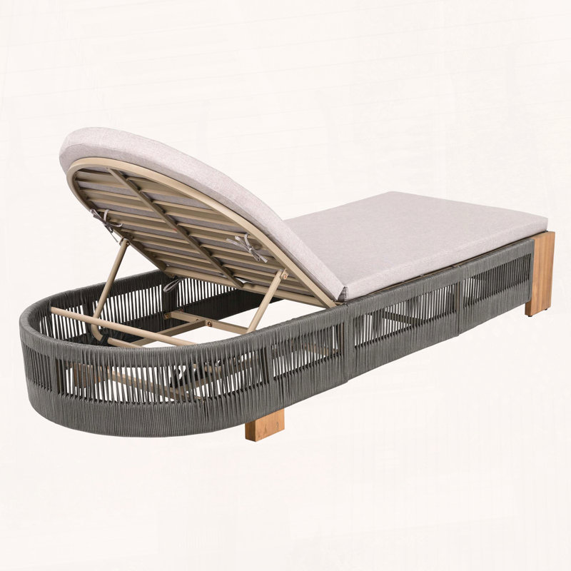 Ensemble de 4 chaises longues réglables en bois d'acacia, Gris