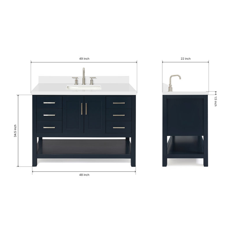 Magnolia Bath Vanity Rectangular Basin S049SWQ, Midnight Blue, Rectangular
