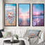 Cœur rose et turquoise sur la plage - ensemble de 3 reproductions-1901612079-1901612500