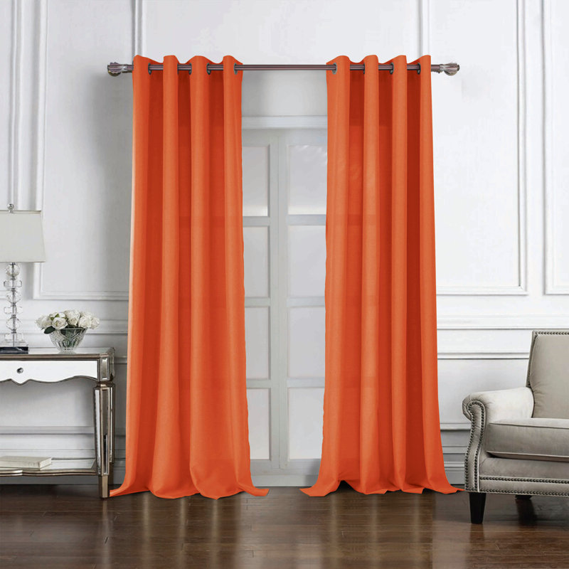 Panneau de rideau de fenêtre Cole, Orange, L 54 po x L 90 po