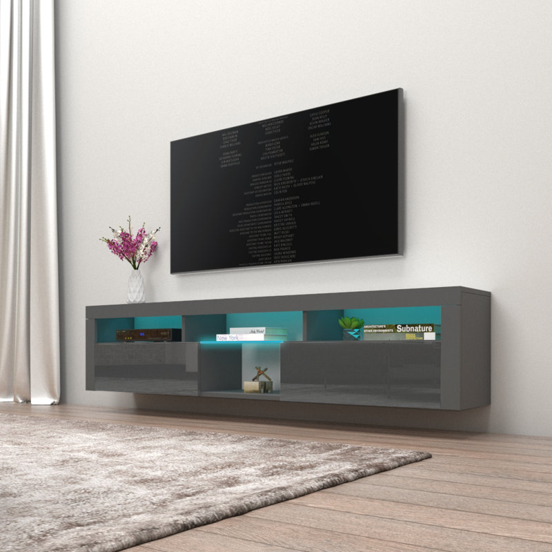 Sabacky Modern Floating Wall Mounted TV Stand for TVs up to 88", Gray, 17.7"H x 78.7"W x 13.8"D