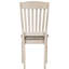 2 chaises d'appoint rembourrées brun clair avec des pieds crème et un dossier à lattes en bois - Confortable pour les repas en distinguant 2 coussins rembourrés en mousse de conception classique