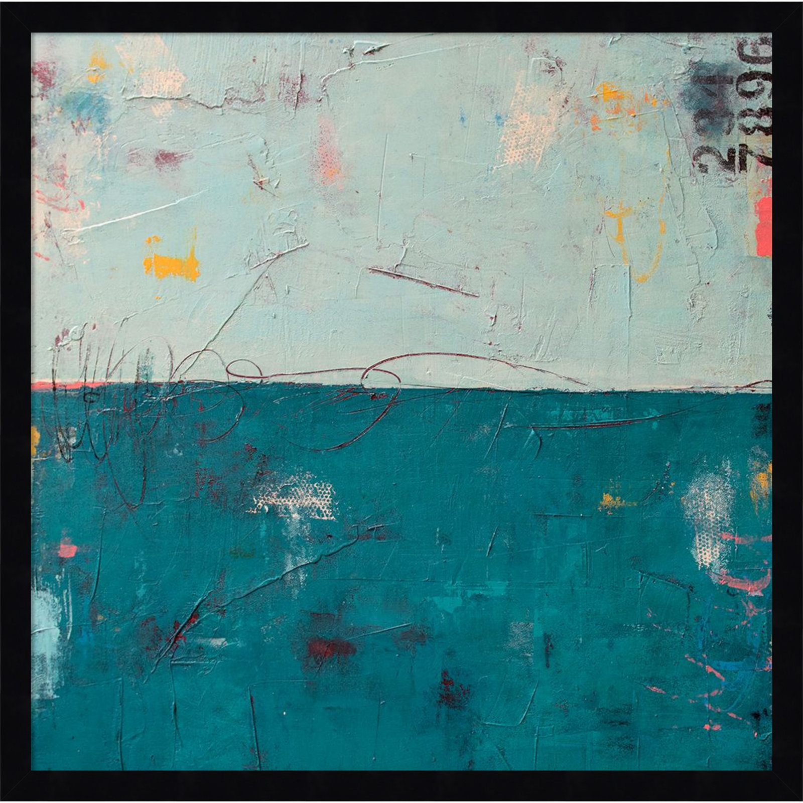 Blue Bay Hideaway Print by Erin Ashley, 21" H x 21" W, Black