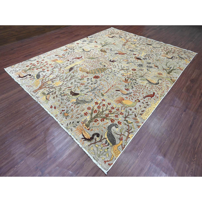 Tapis blanc en laine noué à la main 9 pi x 11 pi 6 po 9 pi x 11 pi 6 po Peshawar 12C94A9D7DD7412EAB3E2A4C52604AC6