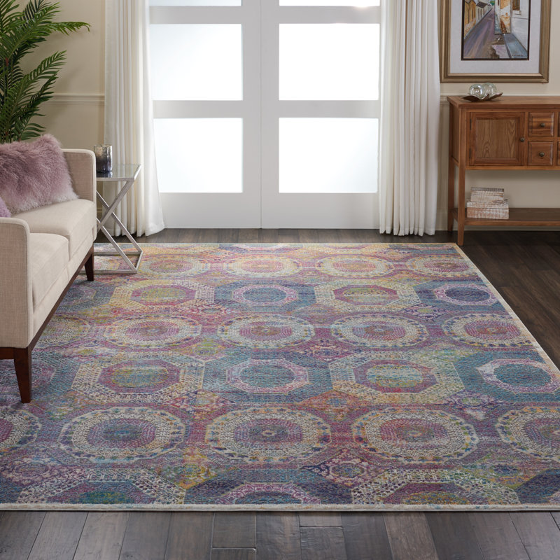 Bungalow Rose Geometric Indoor Rug, Rectangle 8'10" x 11'10"