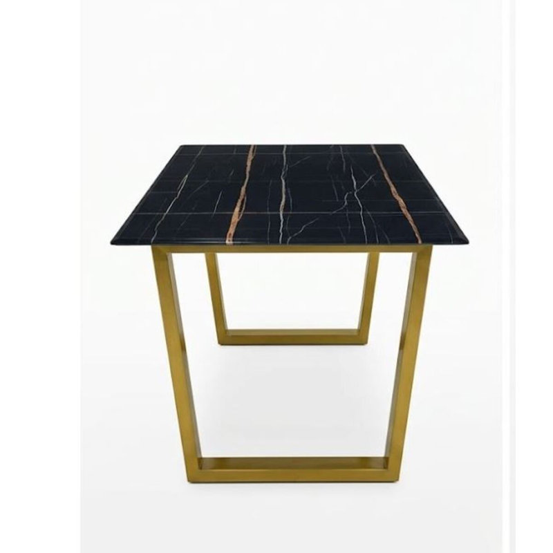 Marble Top Metal Base Dining Table