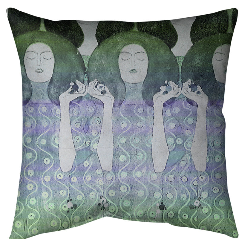 Coussin Gustav Klimt, Vert / bleu, 30 po x 30 po