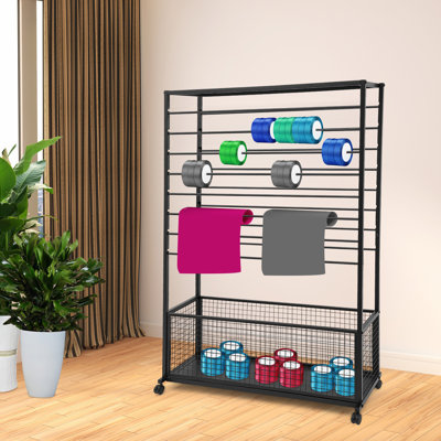 16-Crossbar Ribbon Rack Metal Large Capacity Double-Sided Scarf Ribbon Stand With Wheels