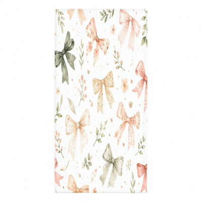 1Pcs Vintage Bows and Floral Pattern Beach Towel, Featuring Soft Pastel Colors, Perfect for, Pool, Travel, Boho Style, Absorbent Microfiber