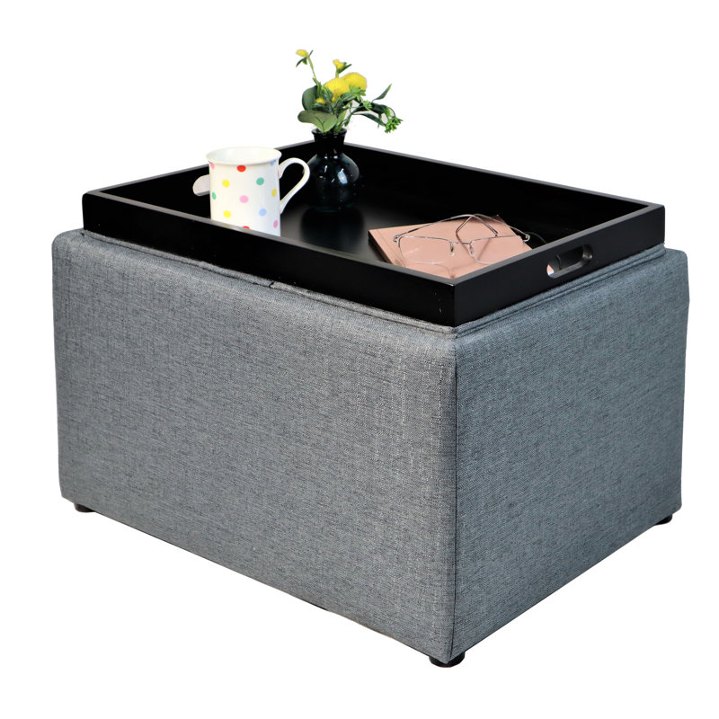 Blocton 57cm Wide Rectangle Solid Colour Standard Ottoman with Storage