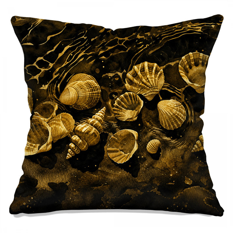 Coussins décoratifs Golden Seashells Illustration, 20 x 20 pouces