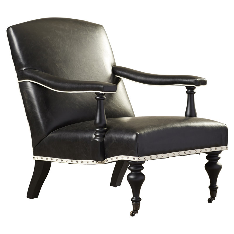 Upholstered Armchair, Antique Black Faux Leather