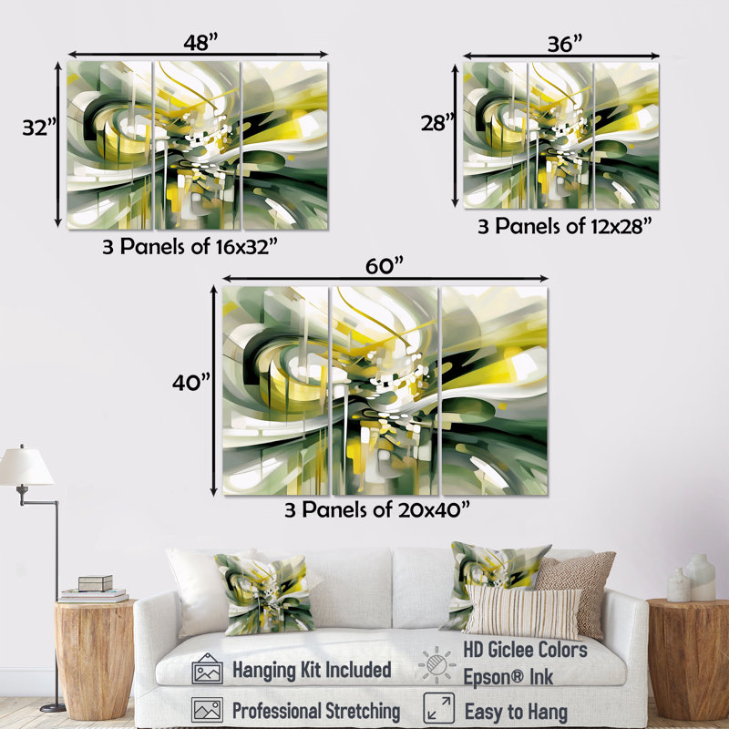 Dynamic Waveforms II - ensemble d'art mural scandinave, Toile tendue, H 32 po x l 48 po x P 1 po
