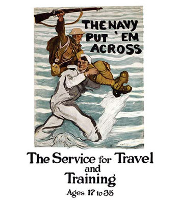 « the marine put em the service » par henry reuterdahl, affiche rétro