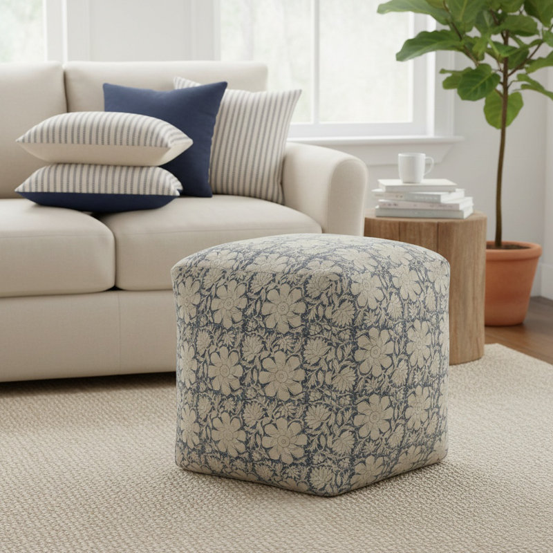 Zaiden Square Floral Pouf Ottoman