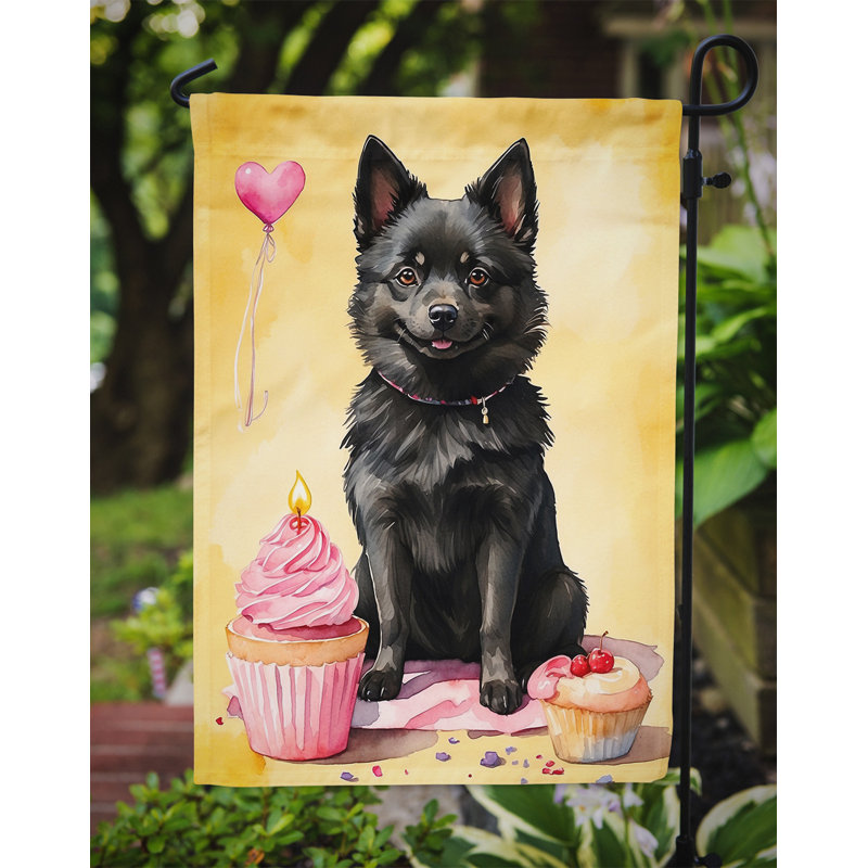 Drapeau de jardin «Happy Birthday», Schipperke
