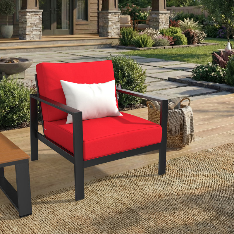 Coussin de chaise d'extérieur à assise profonde Donnely Sunbrella®, 24 po x 24 po, Toile Sunbrella® rouge Jockey