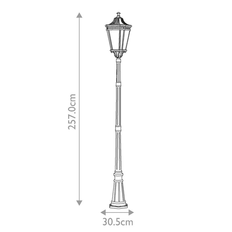 Tilda Mirrored Lamp Post (Full), Black