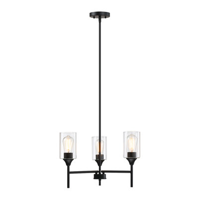 3 light Clear Glass Shade Chandelier for Kitchen Island