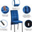 2 chaises en velours bleu foncé à haut dossier, 2 repas nordiques avec pieds noirs, rembourrage doux ergonomique, 2 pièces, dossier moderne, style, coussin de siège