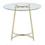 Table de salle à manger ronde en verre avec structure en acier doré, sièges 4, style contemporain, plateau transparent