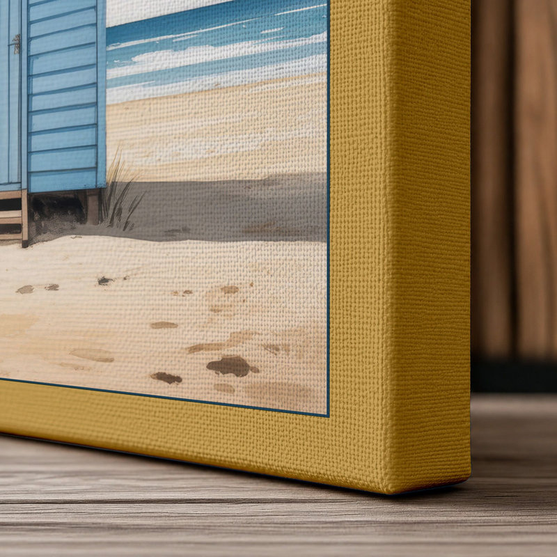 Solitary Beach Hut Coastal - Wrapped Canvas, 24x16 - 61.0 x 40.6 cm, Ochre Border