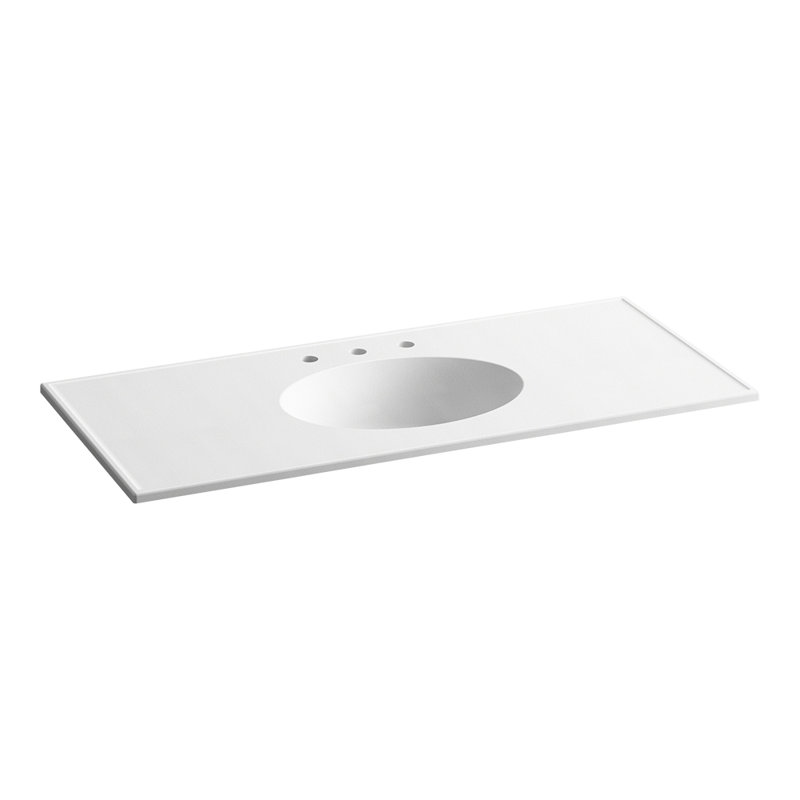 Ceramic Impressions Water Rectangular Dual Mount Bathroom Sink with Overflow, White Impressions