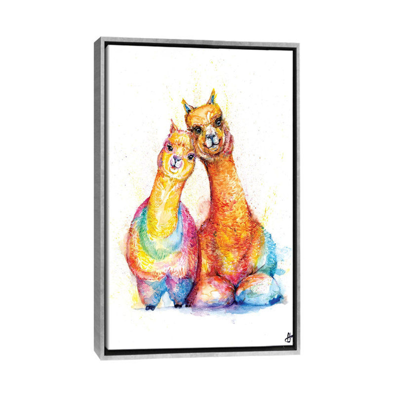 Décoration murale Packa 'Alpaca Kids, H 60 po x l 40po x P 1,5 po, Toile avec cadre argenté