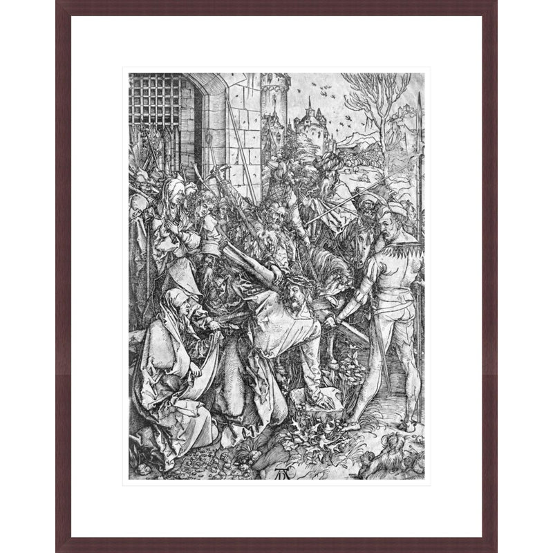 Le transport de la croix (gravure sur bois) (photo noir et blanc) par Albrecht Dürer - estampe numérique