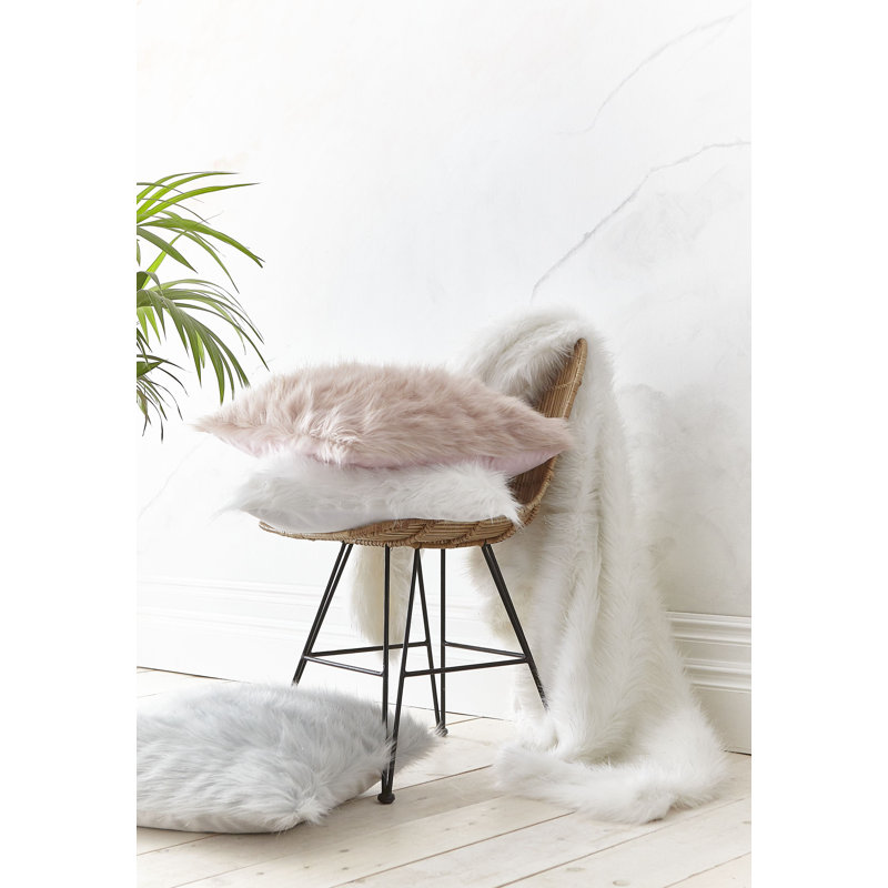 METALLIC FUR Square 45" Cushion Cover, Blush