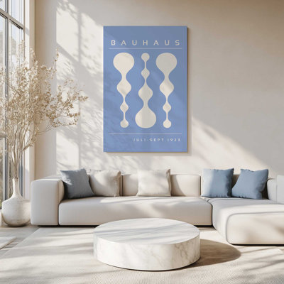 «Blue Retro Bauhaus», affiche sur toile encadrée