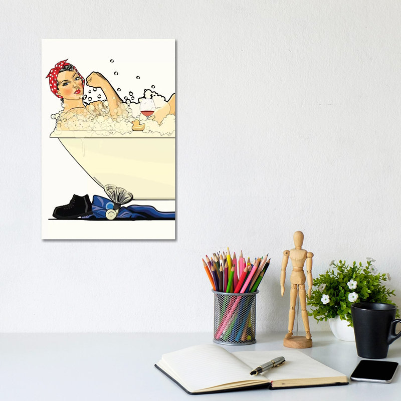 We Can Do It In The Bath - Painting on Canvas, 20.32 cm H x 30.48 cm W, Wrapped Canvas