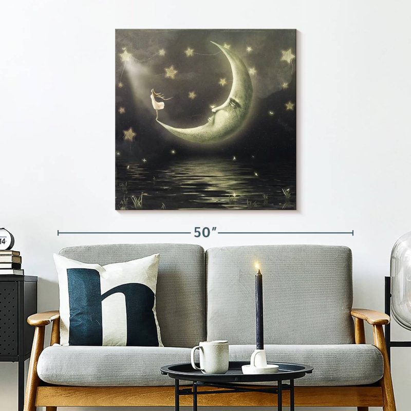 Fille sur la lune, H 30 po x l 30 po