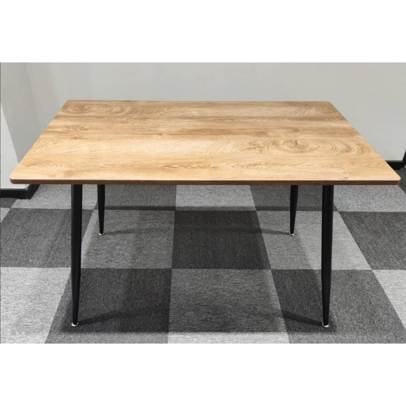 Bureau moderne en bois aggloméré minimaliste moderne, pieds en métal noir, petite table de salle à manger, bureau d'ordinateur, bureau, table de cuisine, pour 4 à 6 sièges. Convient pour la cuisine, la salle à manger, le salon