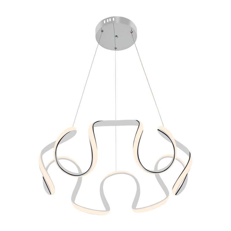 Luminaire suspendu DEL moderne avec télécommande Dimsdale, Argent