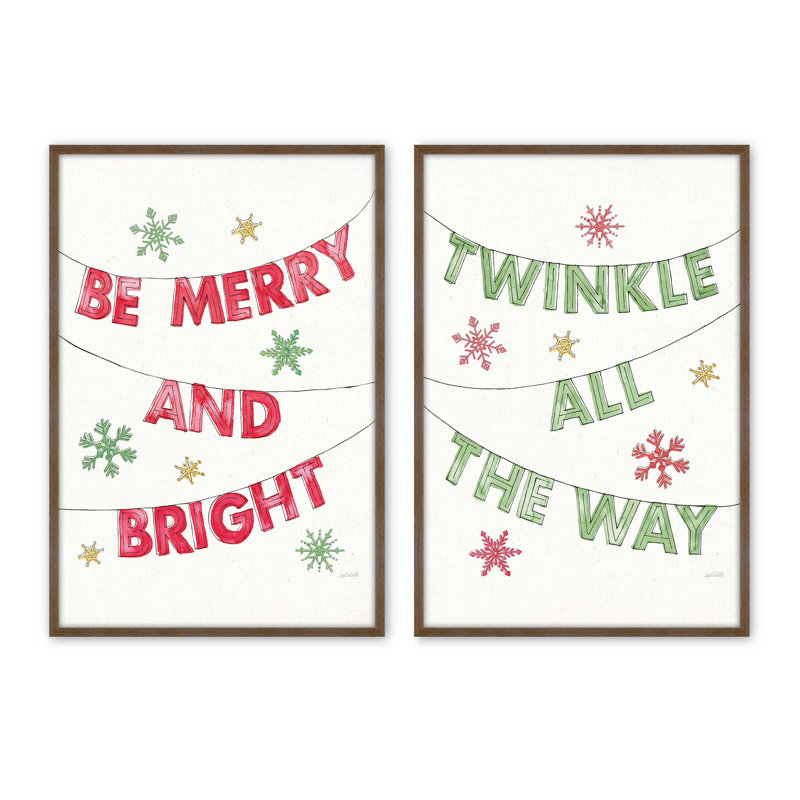Ensemble de 2 impressions d'art Twinkle All The Way, 36 po x 24 po, Noyer
