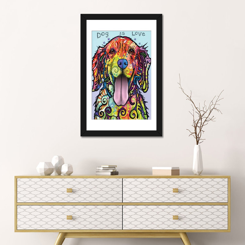 «Dog is Love», impression sur toile tendue, H 26 po x l 18 po x p 1,5 po, Pas de tapis, Toile tendue