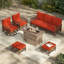 Ensemble de conversation de patio en osier avec foyer Ashjian-749389470-800722250