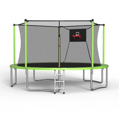 14FT Trampoline ,Sports Fitness Trampolines with Enclosure Net, Recreational for Outdoor Indoor