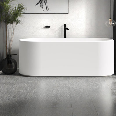 Baignoires et bains à remous modernes, bain de dos blanc mat en résine de 63 pouces