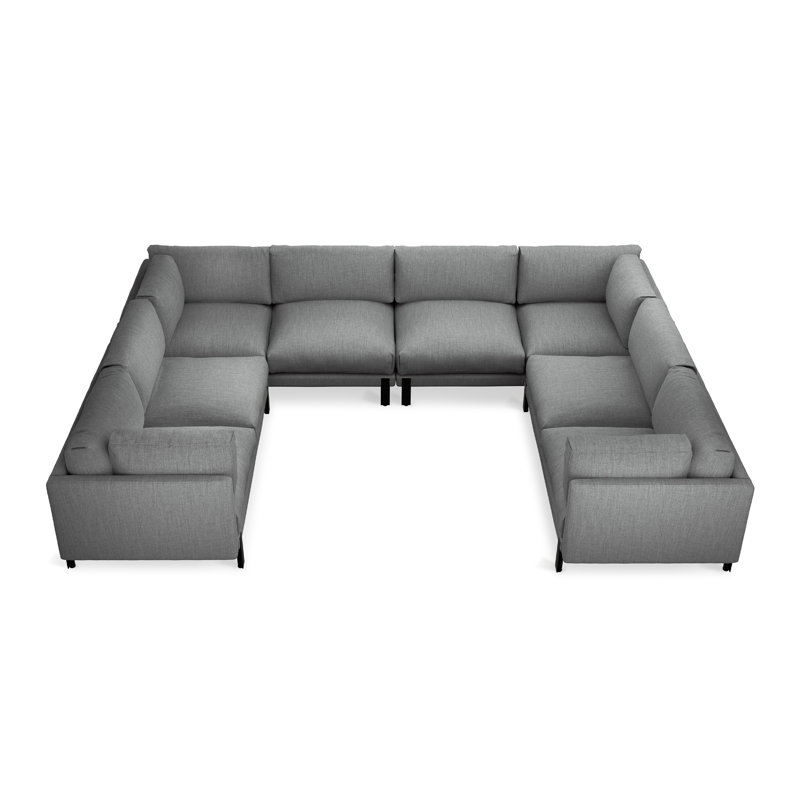 Silverlake U Shaped Sectional, Andorra Pewter Performance Basketweave