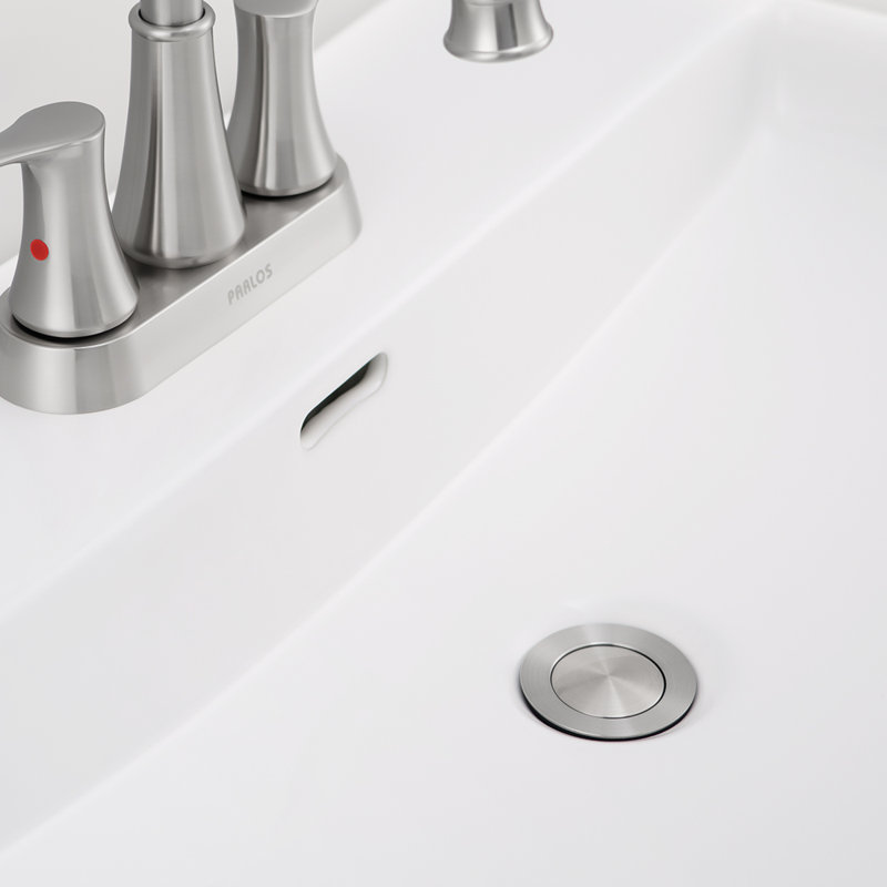 Drain escamotable de lavabo de salle de bain avec trop-plein, Nickel brossé