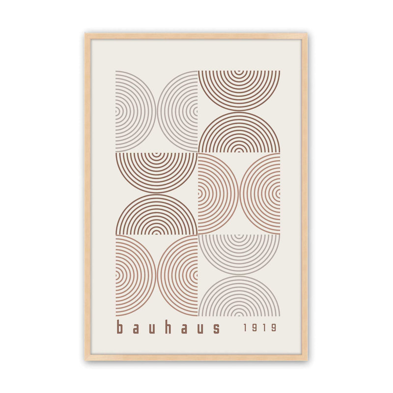 «Brown Bauhaus Composition I», impression roulée, H 17 po x l 13 po x P 1,25 po, Reproduction encadrée sans passe-partout