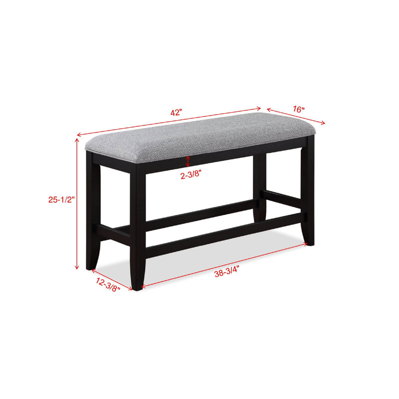 Banc rembourré à hauteur de comptoir en tissu brun foncé foncé - aspect lin et design moderne, Gris, Brun