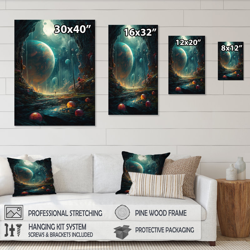 «Look Into Space II» sur toile, H 20 po x l 12 po x P 1 po, Toile tendue