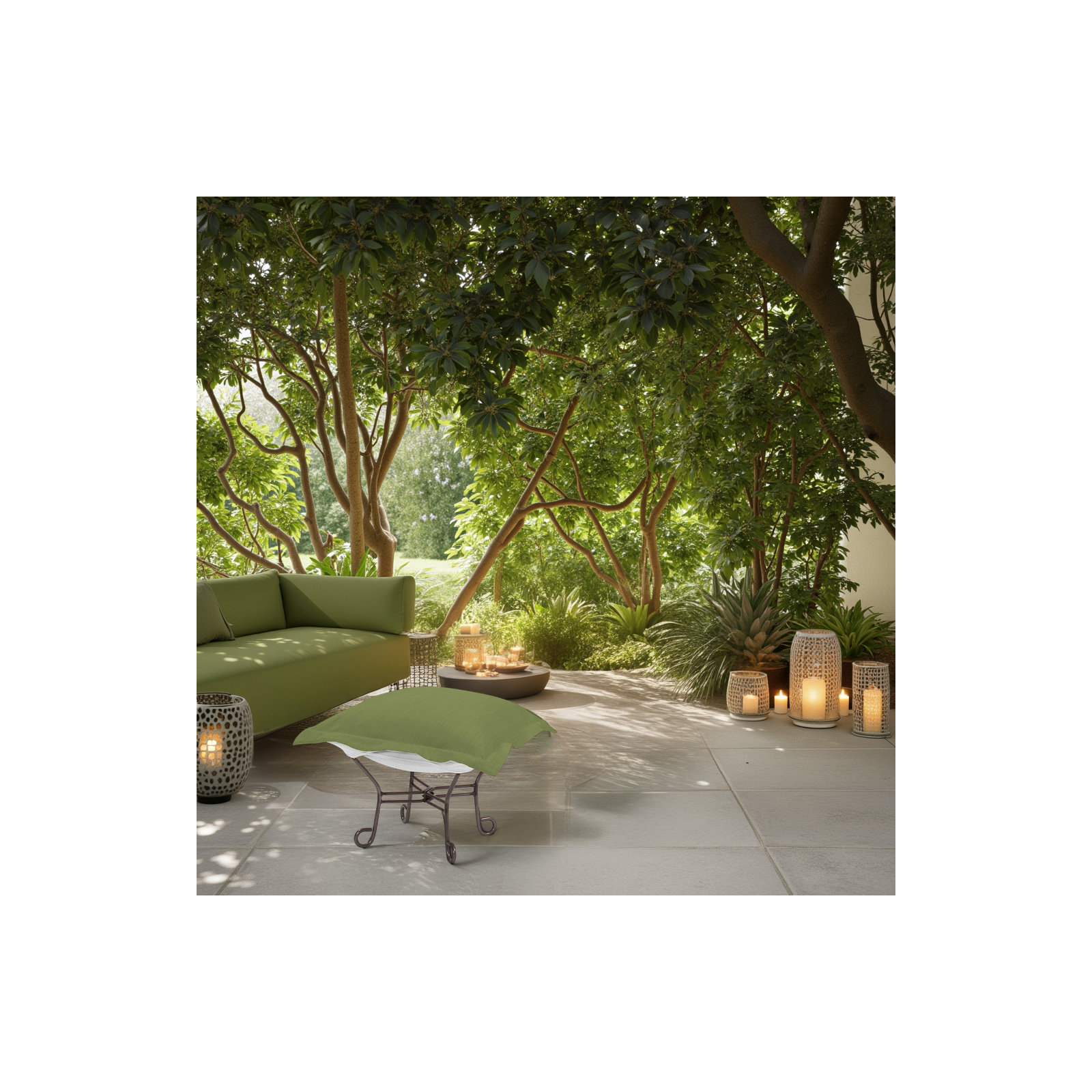 Olen Sunbrella Outdoor Ottoman Cushion, Seascape Moss Sunbrella® Canvas