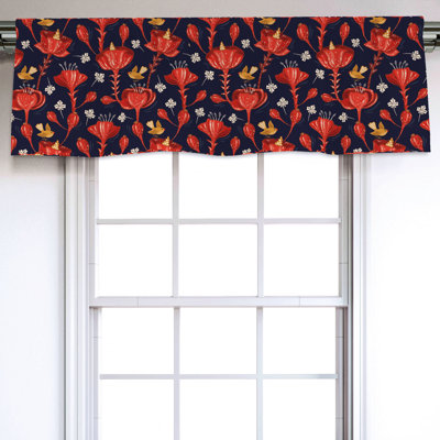 Sateen Floral Ruffled Window Valance