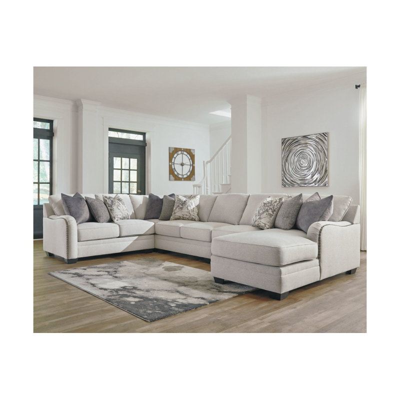 Canapé modulaire 5 pièces avec méridienne Davyn, Orienté à droite